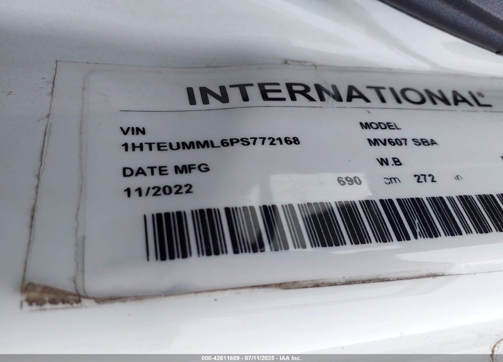 2023 INTERNATIONAL MV VIN: 1HTEUMML6PS772168