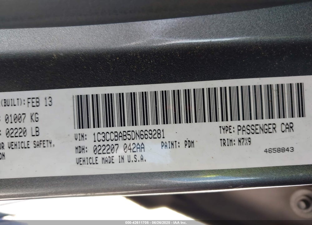 2013 CHRYSLER 200 VIN: 1C3CCBAB5DN669281