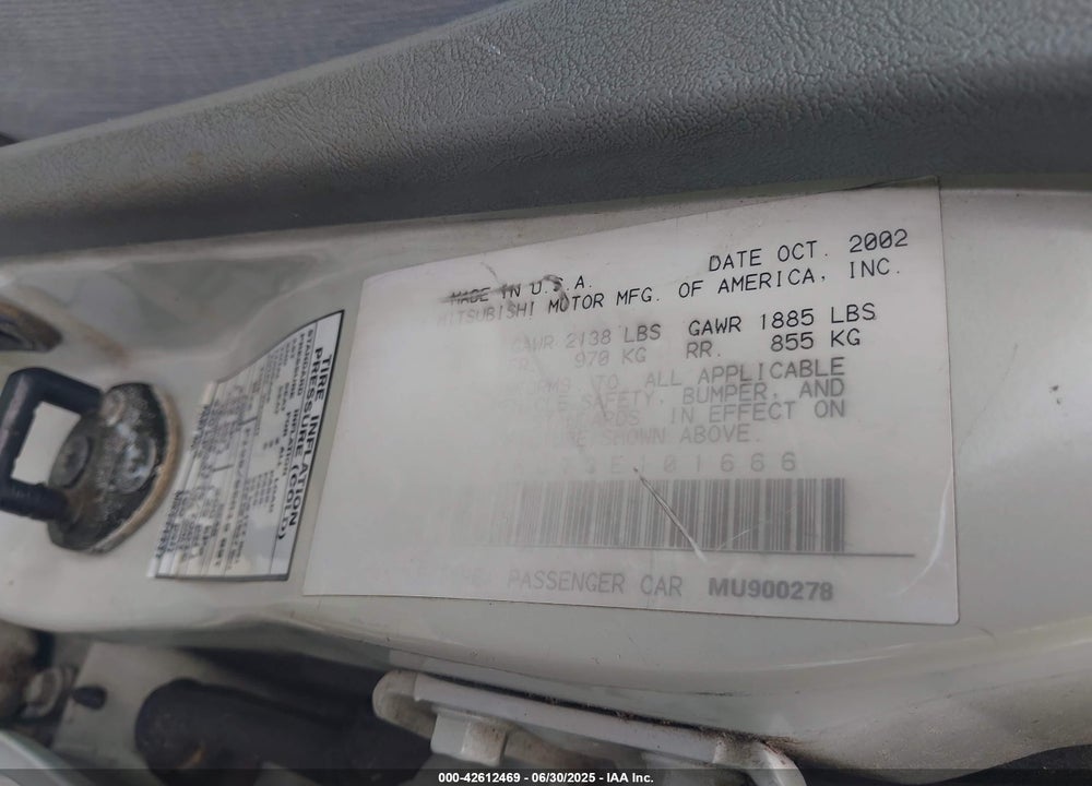 2003 MITSUBISHI GALANT ES/LS VIN: 4A3AA46G73E101666