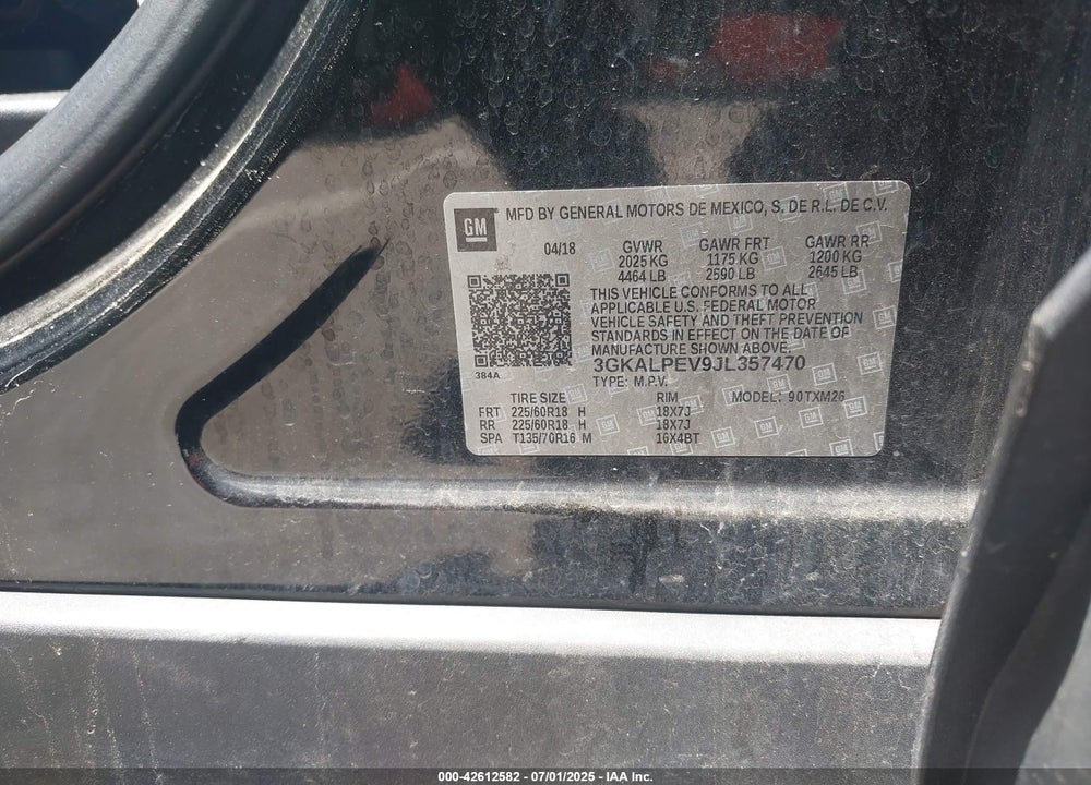2018 GMC TERRAIN VIN: 3GKALPEV9JL357470
