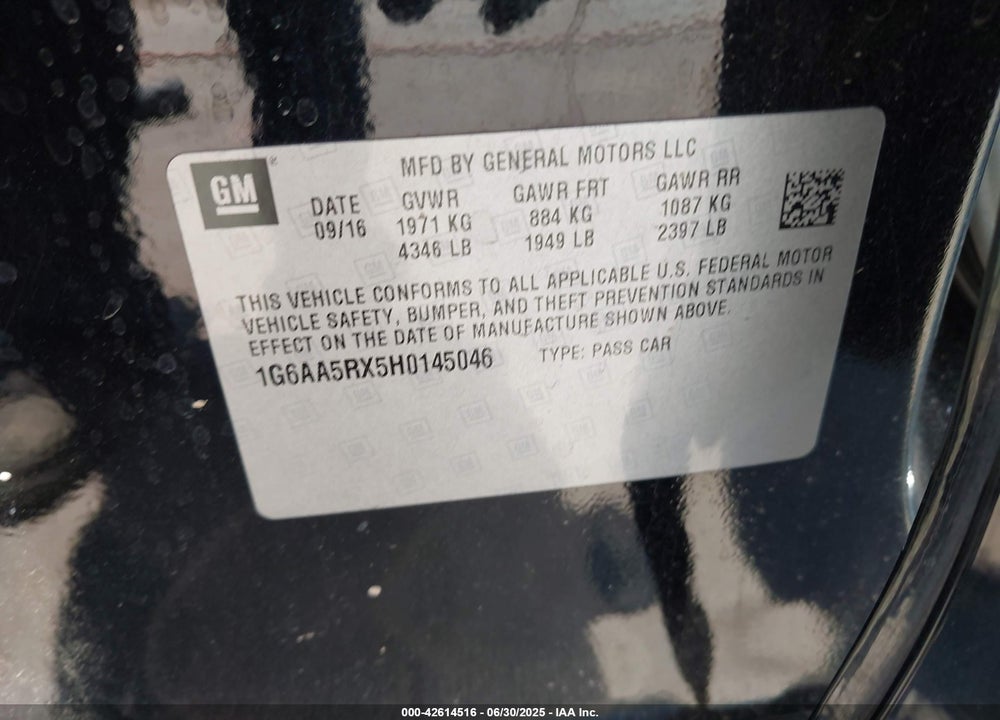 2017 CADILLAC ATS VIN: 1G6AA5RX5H0145046