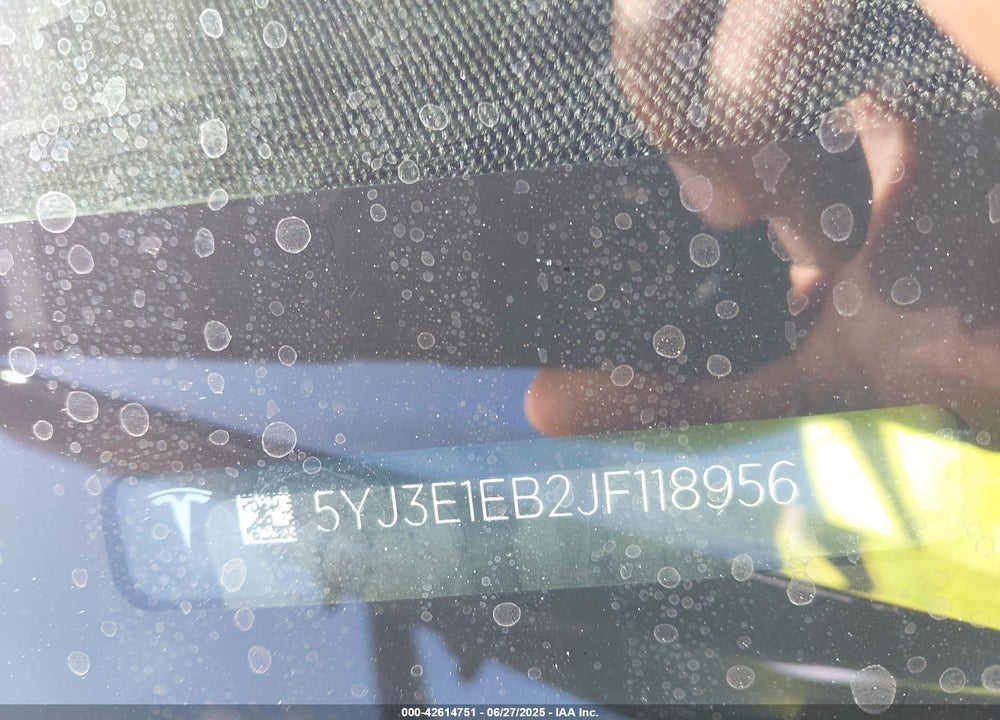 2018 TESLA MODEL 3 VIN: 5YJ3E1EB2JF118956