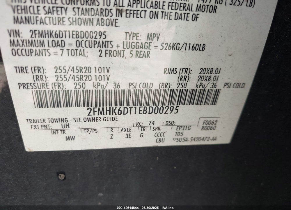 2014 FORD FLEX VIN: 2FMHK6DT1EBD00295
