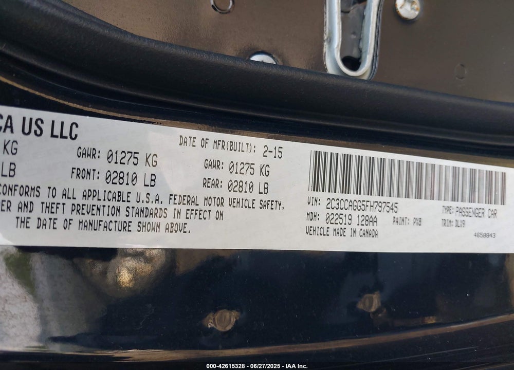 2015 CHRYSLER 300 VIN: 2C3CCAGG5FH797545