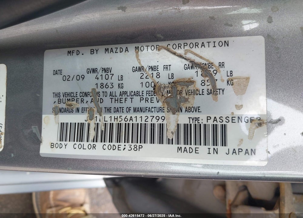 2010 MAZDA MAZDA3 VIN: JM1BL1H56A1127997