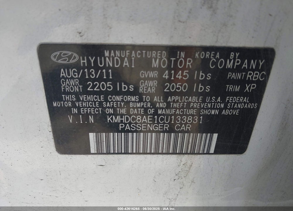 2012 HYUNDAI ELANTRA TOURING VIN: KMHDC8AE1CU133831