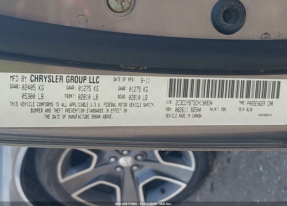 2012 DODGE CHALLENGER VIN: 2C3CDYBT5CH130934