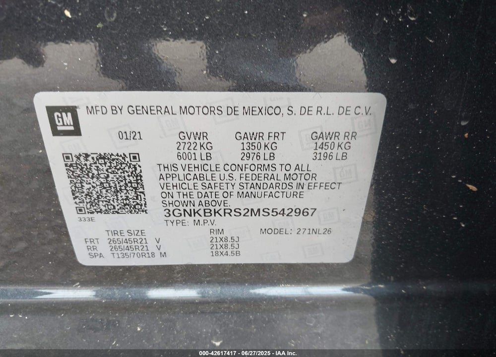 2021 CHEVROLET BLAZER VIN: 3GNKBKRS2MS542967