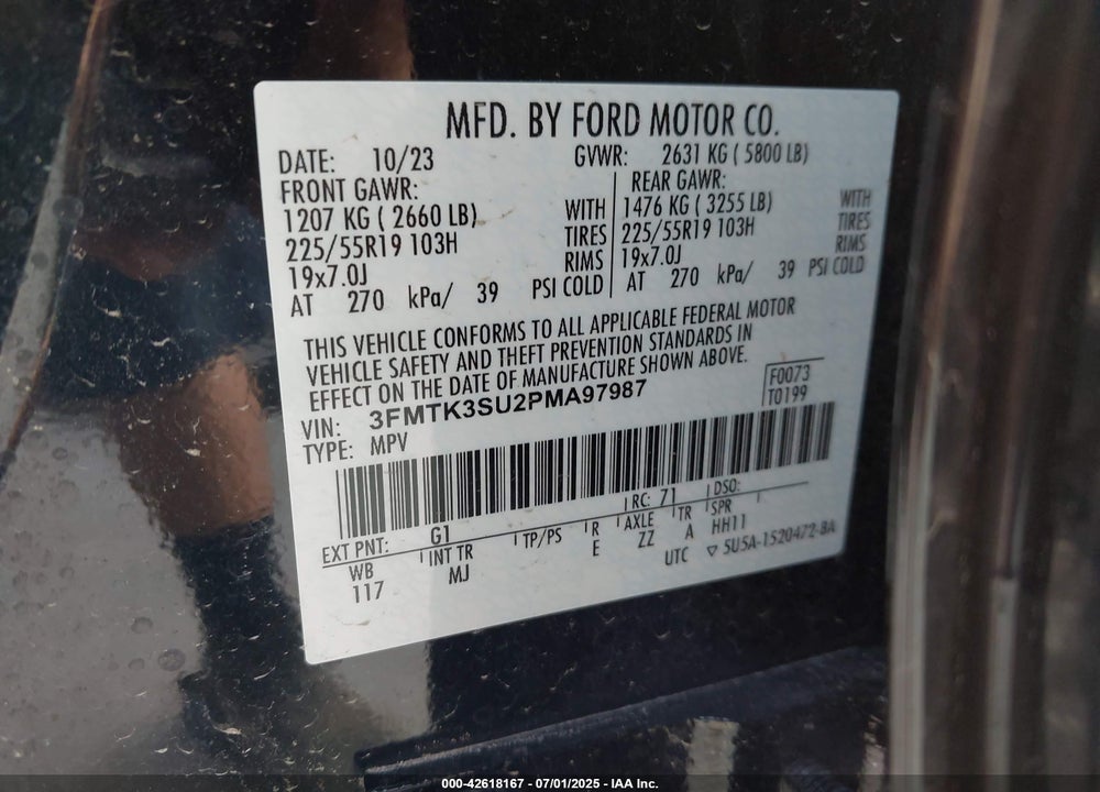 2023 FORD MUSTANG MACH-E PREMIUM VIN: 3FMTK3SU2PMA97987
