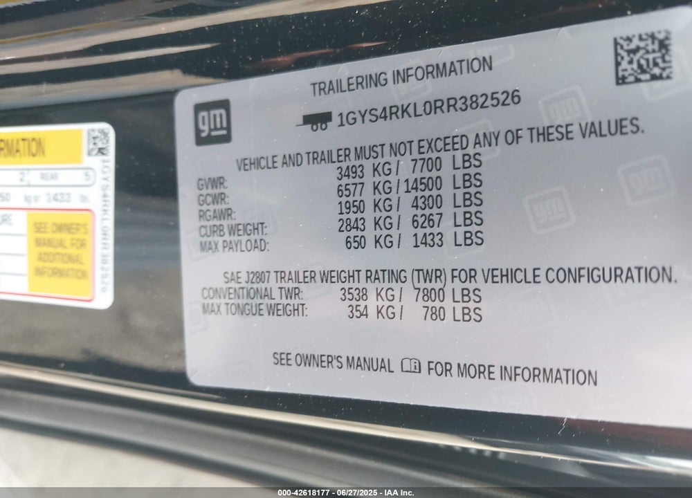 2024 CADILLAC ESCALADE ESV VIN: 1GYS4RKL0RR382526