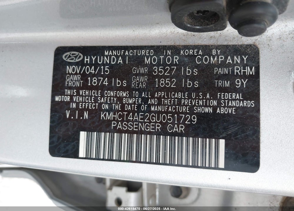 2016 HYUNDAI ACCENT SE VIN: KMHCT4AE2GU051729