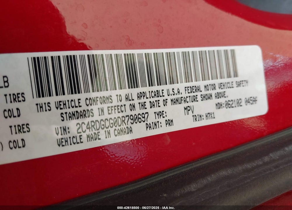 2013 DODGE GRAND CARAVAN SXT VIN: 2C4RDGCG0DR790697