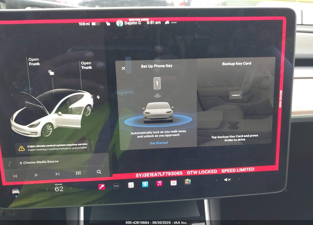 2020 TESLA MODEL 3 VIN: 5YJ3E1EA7LF793065