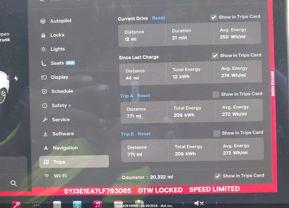 2020 TESLA MODEL 3 VIN: 5YJ3E1EA7LF793065