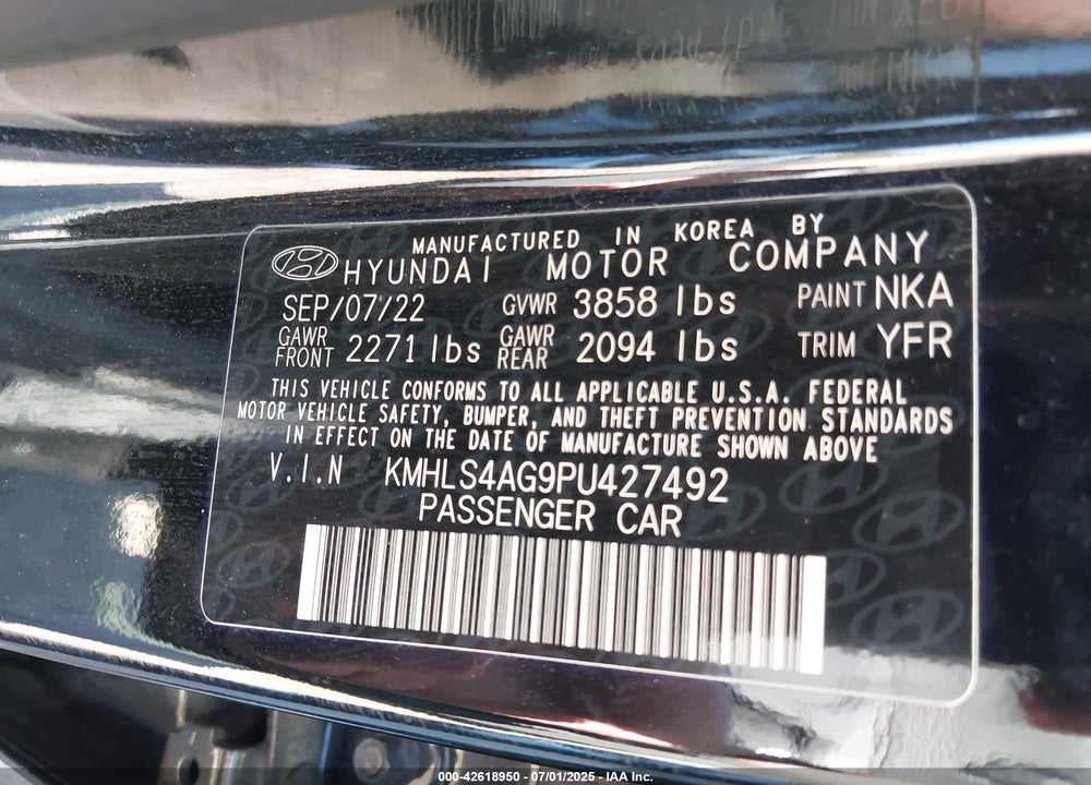 2023 HYUNDAI ELANTRA VIN: KMHLS4AG9PU427492