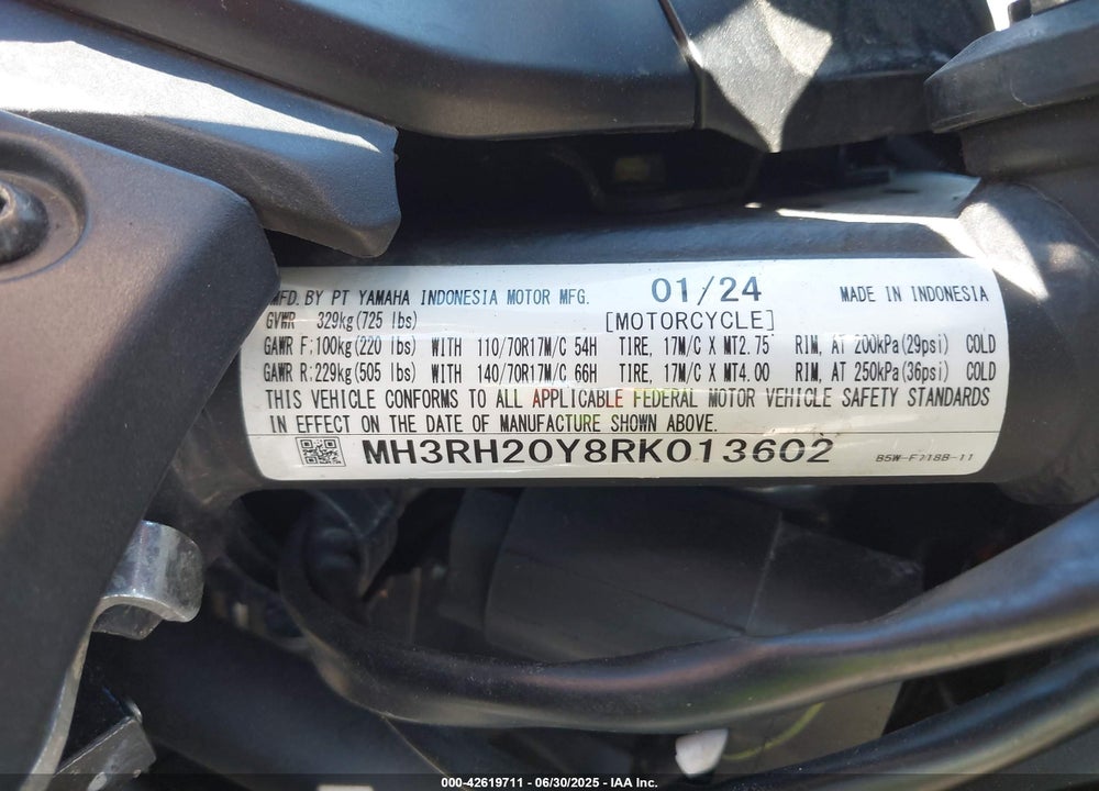 2024 YAMAHA MT-03 VIN: MH3RH20Y8RK013602