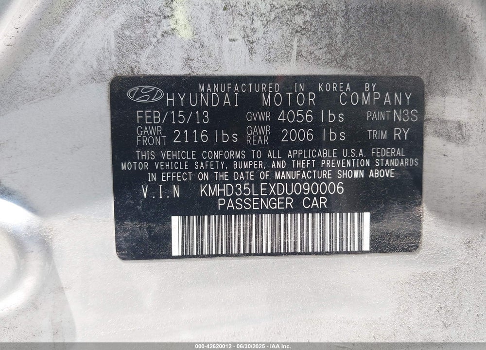 2013 HYUNDAI ELANTRA GT VIN: KMHD35LEXDU090006