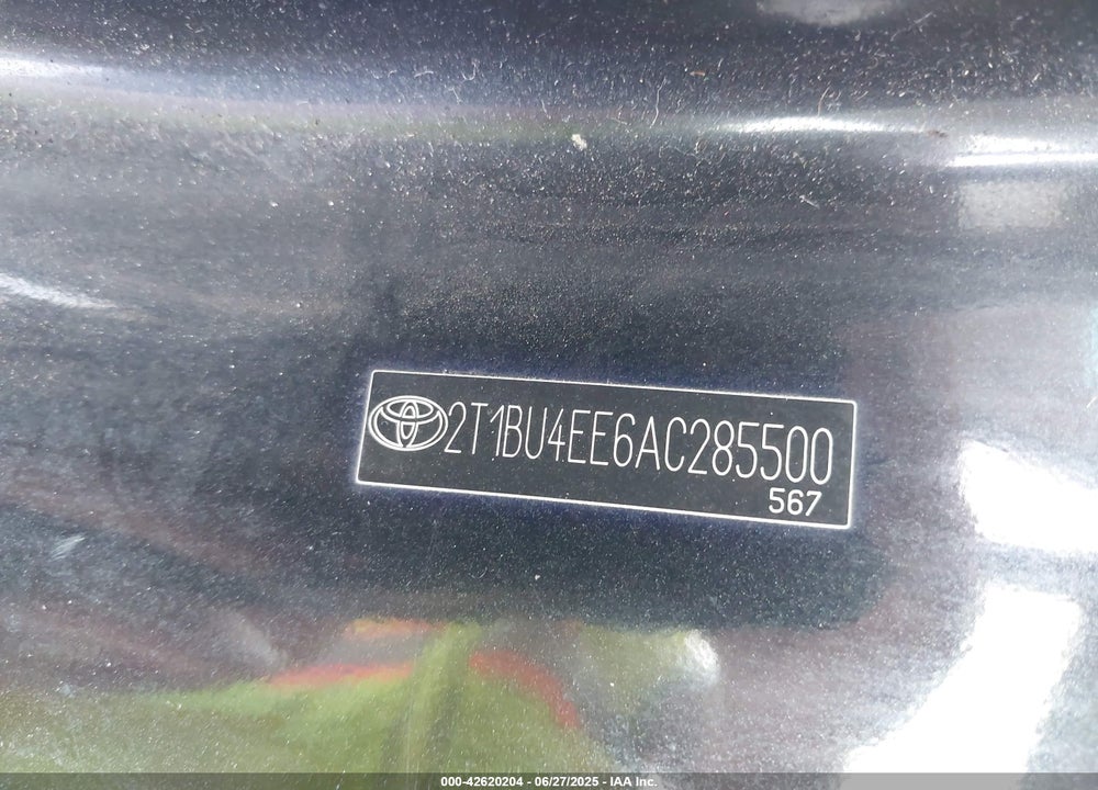 2010 TOYOTA COROLLA VIN: 2T1BU4EE6AC285500