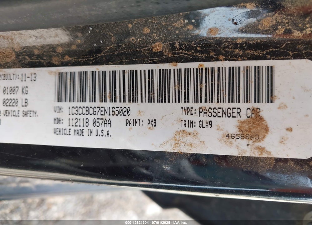 2014 CHRYSLER 200 LIMITED VIN: 1C3CCBCG7EN165020