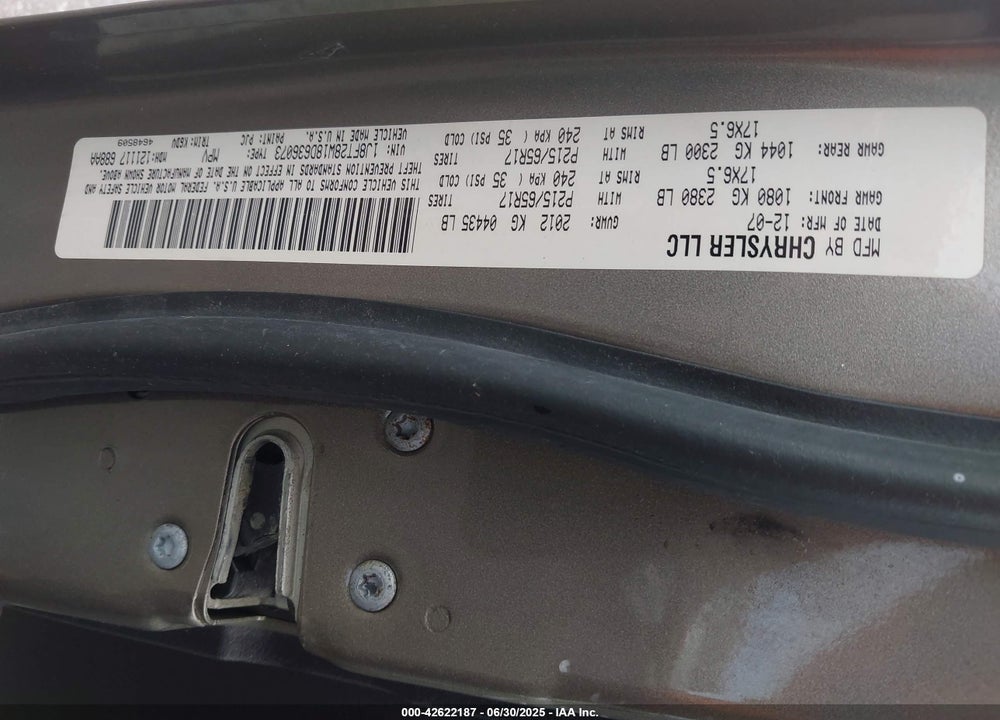 2008 JEEP PATRIOT VIN: 1J8FT28W18D636073