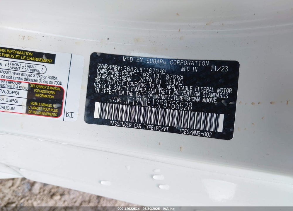 2023 TOYOTA GR86 VIN: JF1ZNBE13P9766628
