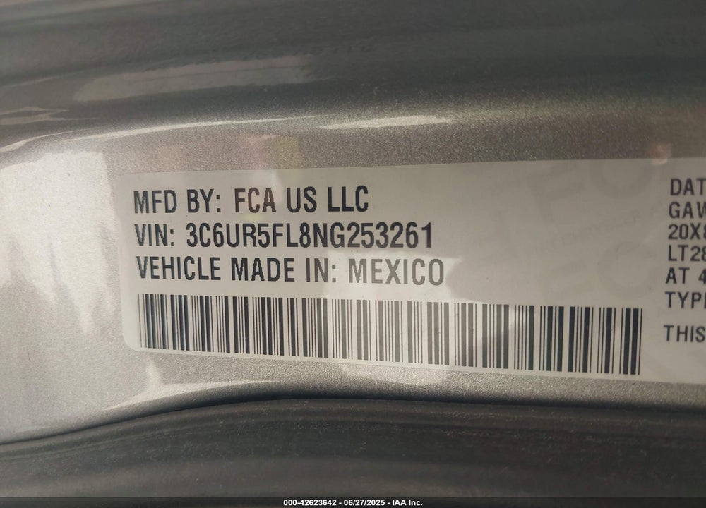 2022 RAM 2500 VIN: 3C6UR5FL8NG253261