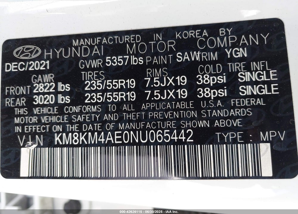 2022 HYUNDAI IONIQ 5 VIN: KM8KM4AE0NU065442