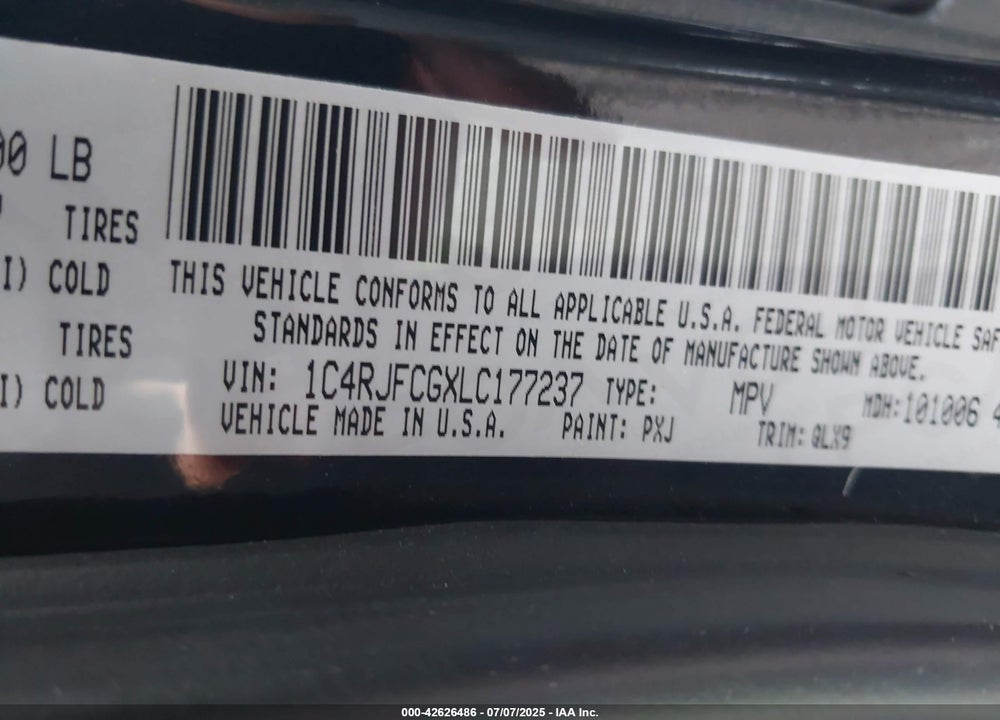 2020 JEEP GRAND CHEROKEE HIGH ALTITUDE 4X4 VIN: 1C4RJFCGXLC177237