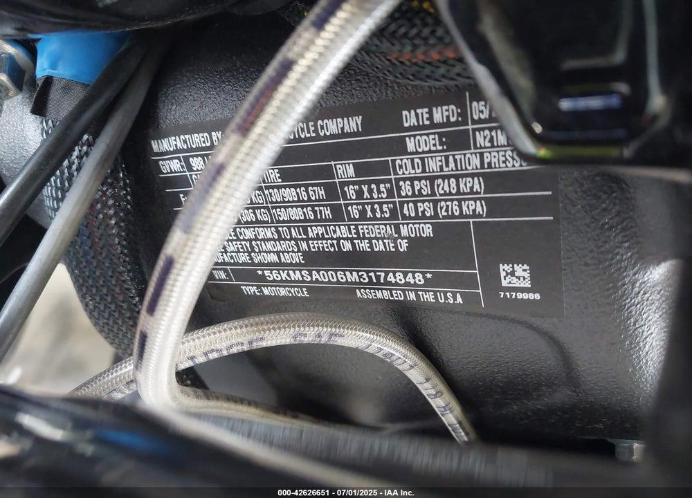 2021 INDIAN MOTORCYCLE CO. SCOUT ABS VIN: 56KMSA006M3174848