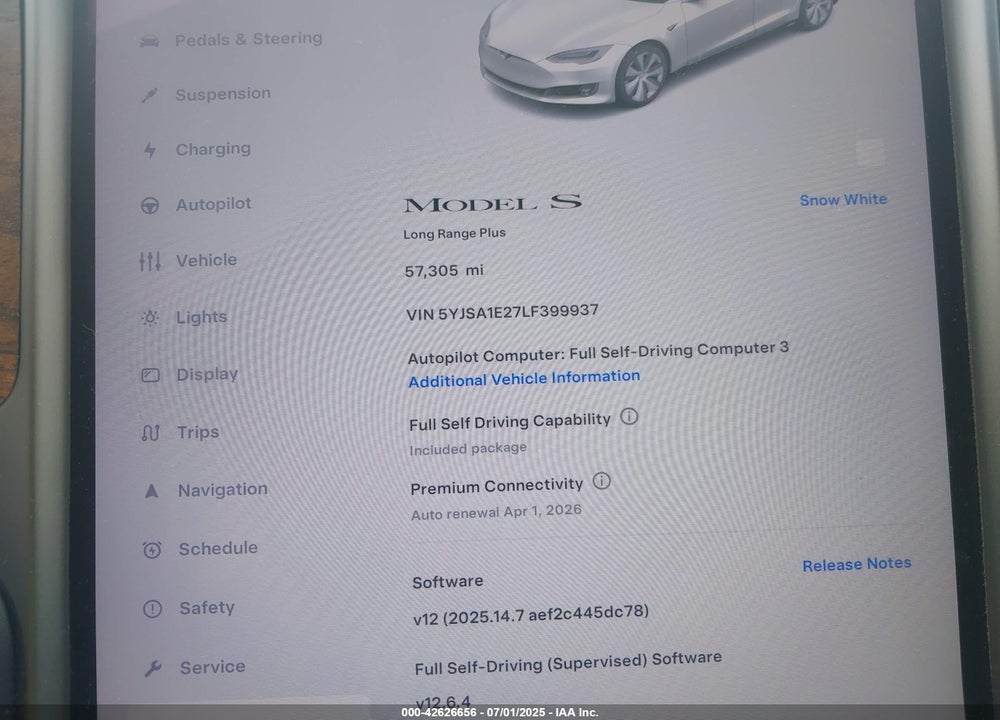 2020 TESLA MODEL S LONG RANGE DUAL MOTOR ALL-WHEEL DRIVE/LONG RANGE PLUS DUAL MOTOR ALL-WHEEL DRIVE VIN: 5YJSA1E27LF399937
