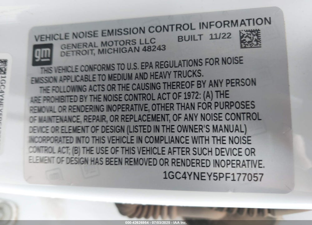 2023 CHEVROLET SILVERADO 2500HD 4WD LONG BED LT VIN: 1GC4YNEY5PF177057