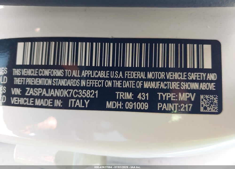 2019 ALFA ROMEO STELVIO VIN: ZASPAJAN0K7C35821