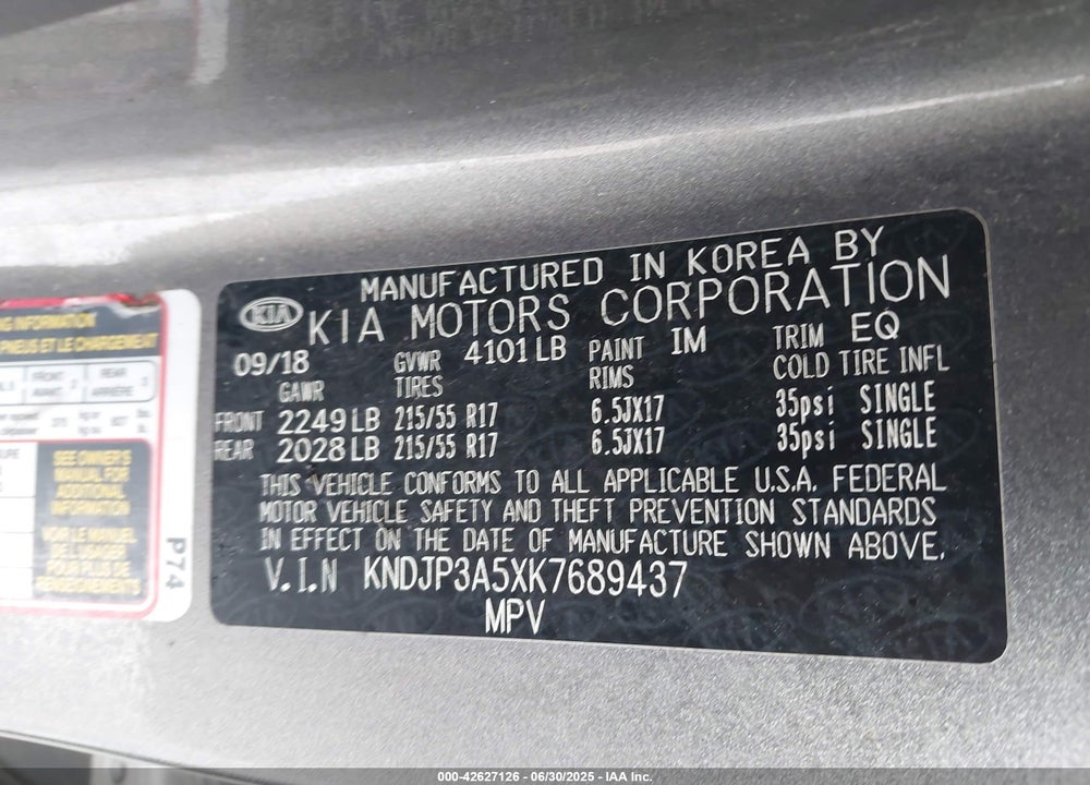 2019 KIA SOUL VIN: KNDJP3A5XK7689437