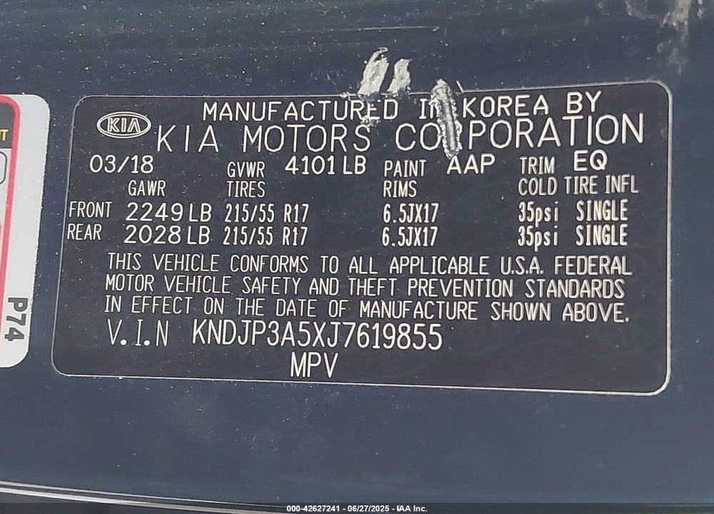 2018 KIA SOUL VIN: KNDJP3A5XJ7619855