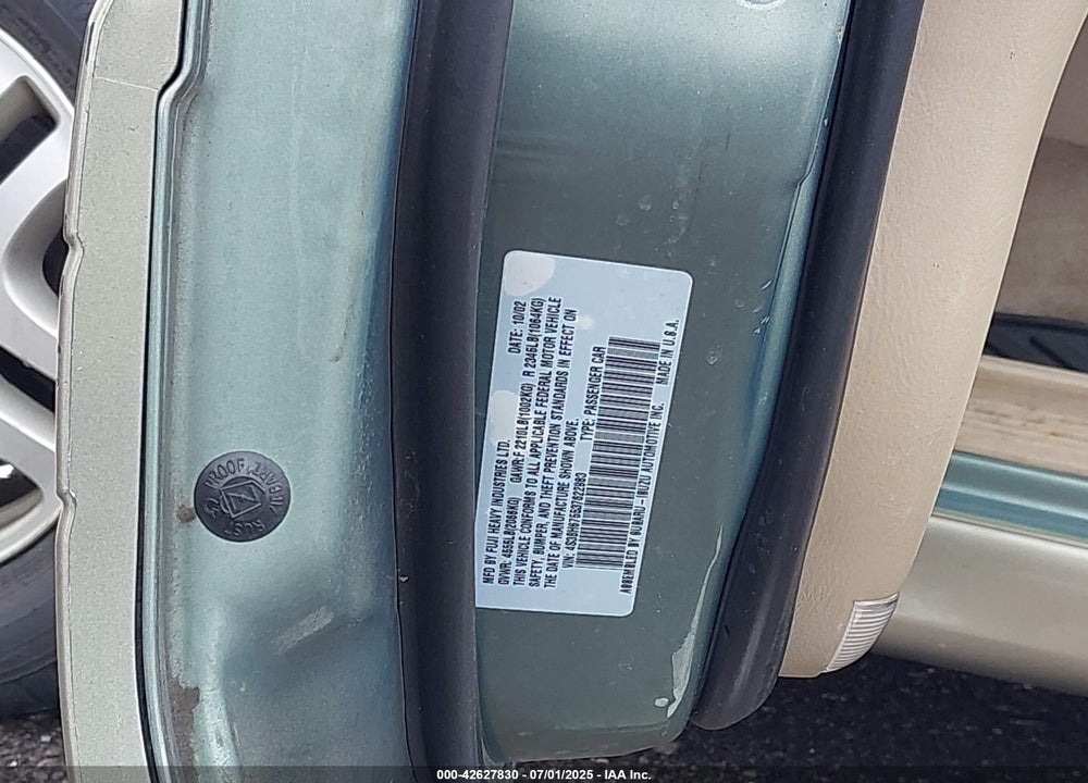 2003 SUBARU OUTBACK VIN: 4S3BH675537622983