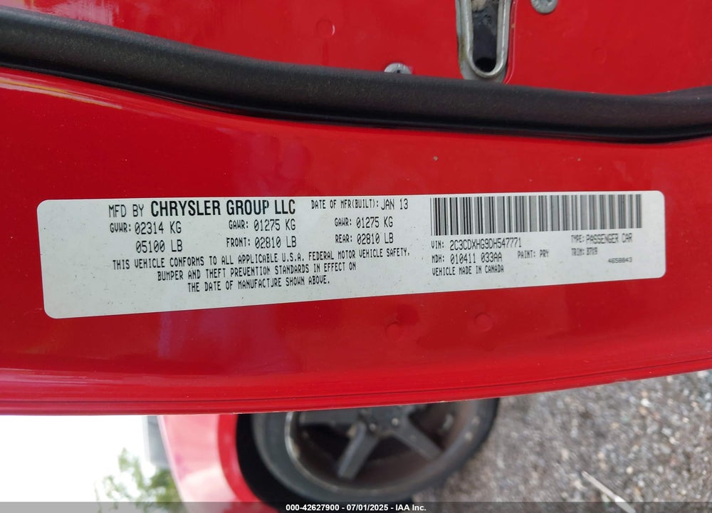 2013 DODGE CHARGER VIN: 2C3CDXHG9DH547771