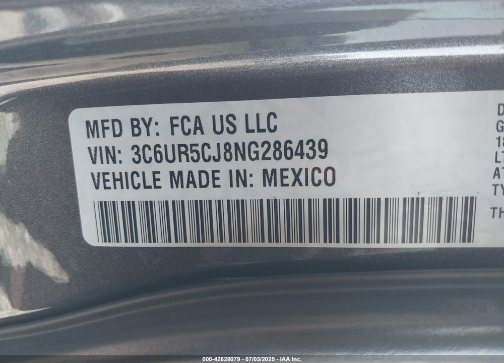 2022 RAM 2500 TRADESMAN 4X4 6'4 BOX VIN: 3C6UR5CJ8NG286439