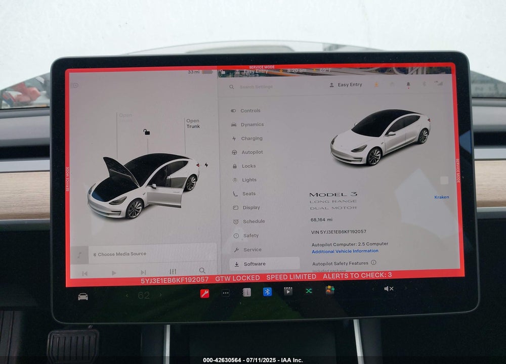 2019 TESLA MODEL 3 VIN: 5YJ3E1EB6KF192057