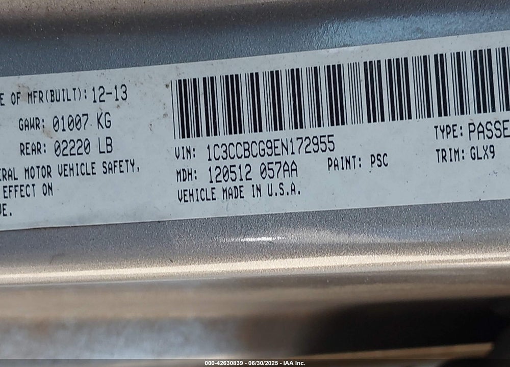 2014 CHRYSLER 200 VIN: 1C3CCBCG9EN172955