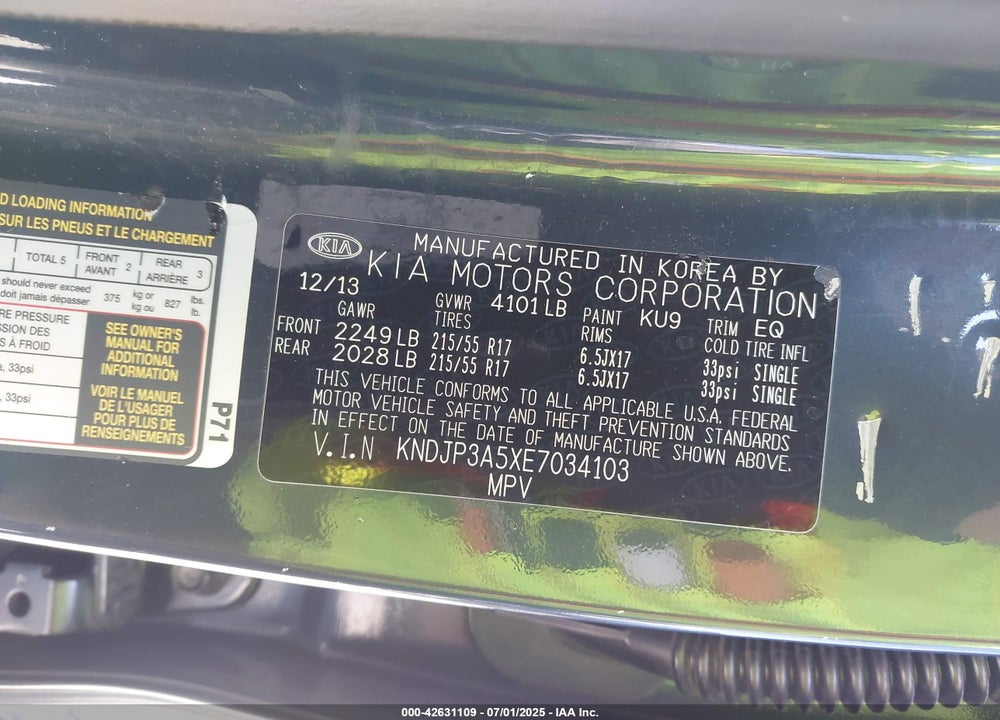 2014 KIA SOUL VIN: KNDJP3A5XE7034103