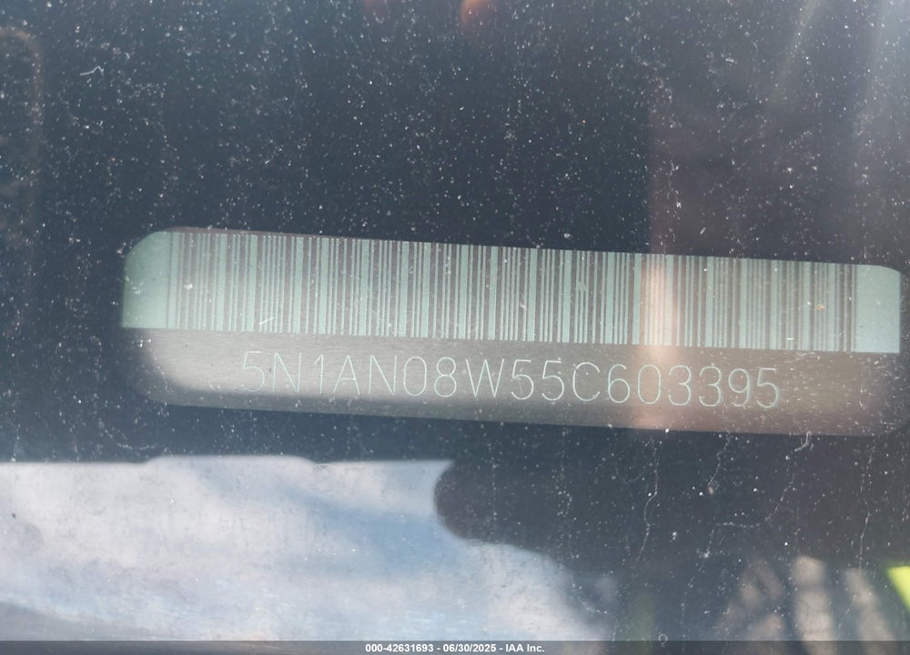 2005 NISSAN XTERRA S VIN: 5N1AN08W55C603395