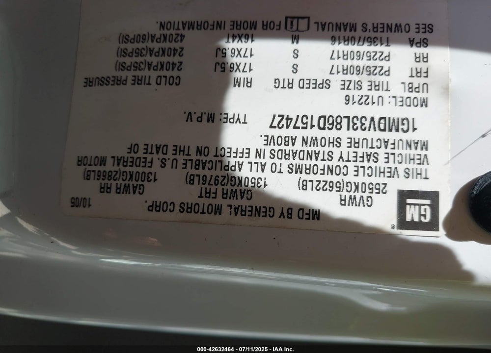 2006 PONTIAC MONTANA SV6 VIN: 1GMDV33L86D157427