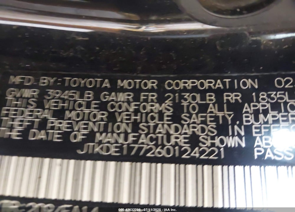 2006 SCION TC VIN: JTKDE177260124221