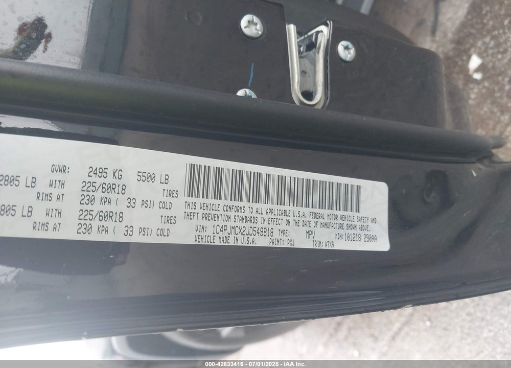 2018 JEEP CHEROKEE VIN: 1C4PJMCX2JD549818