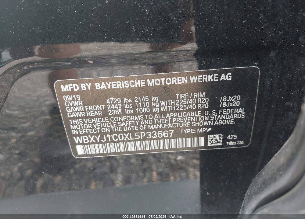 2020 BMW X2 XDRIVE28I VIN: WBXYJ1C0XL5P33667