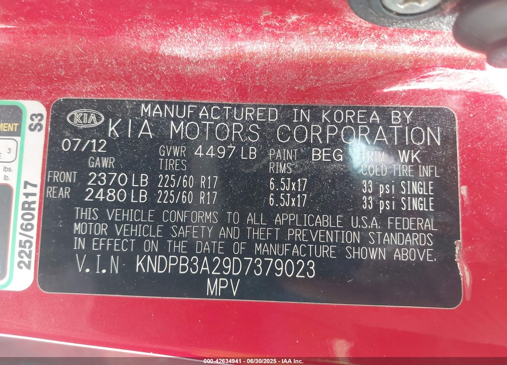 2013 KIA SPORTAGE LX VIN: KNDPB3A29D7379023