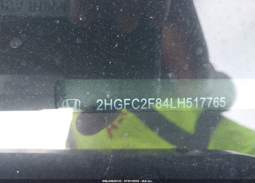 2020 HONDA CIVIC VIN: 2HGFC2F84LH517765