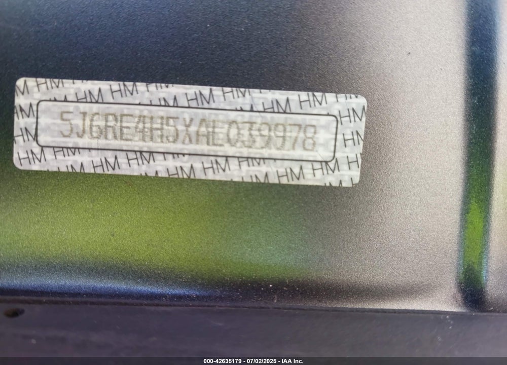 2010 HONDA CR-V VIN: 5J6RE4H5XAL039978