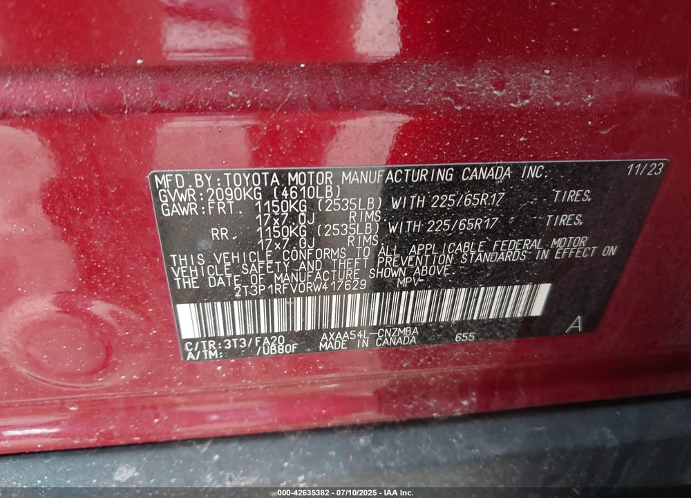 2024 TOYOTA RAV4 XLE VIN: 2T3P1RFV0RW417629