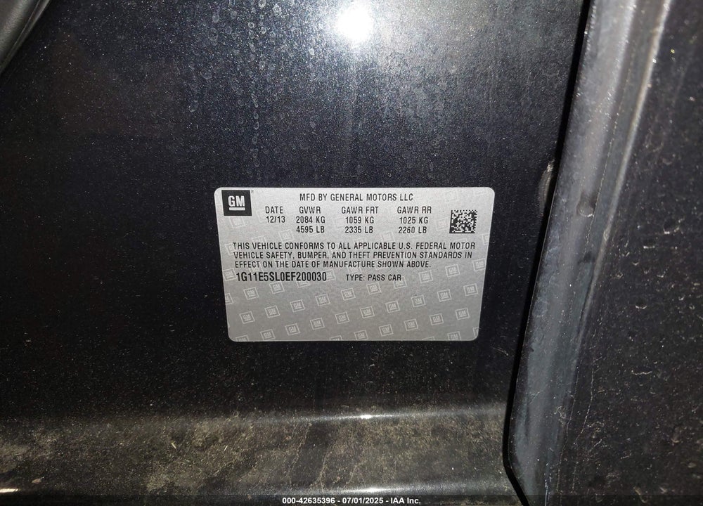 2014 CHEVROLET MALIBU VIN: 1G11E5SL0EF200030